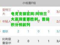 电竞竞猜官网:阿特兰大赢得重要胜利，晋级积分榜前列