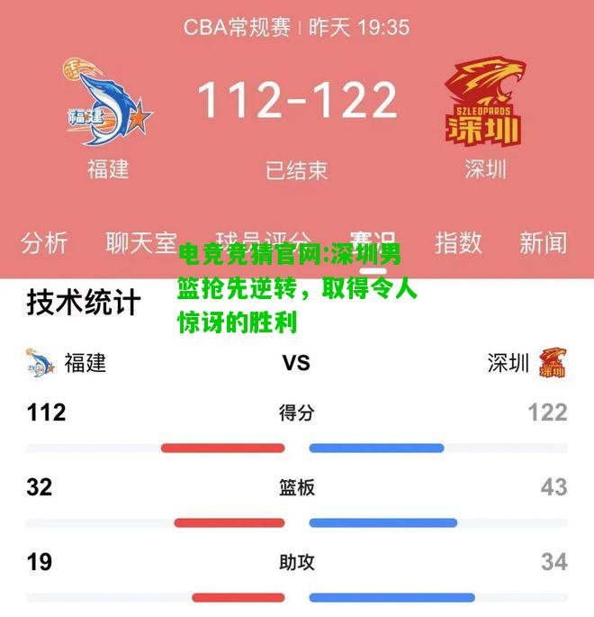 电竞竞猜官网:深圳男篮抢先逆转，取得令人惊讶的胜利