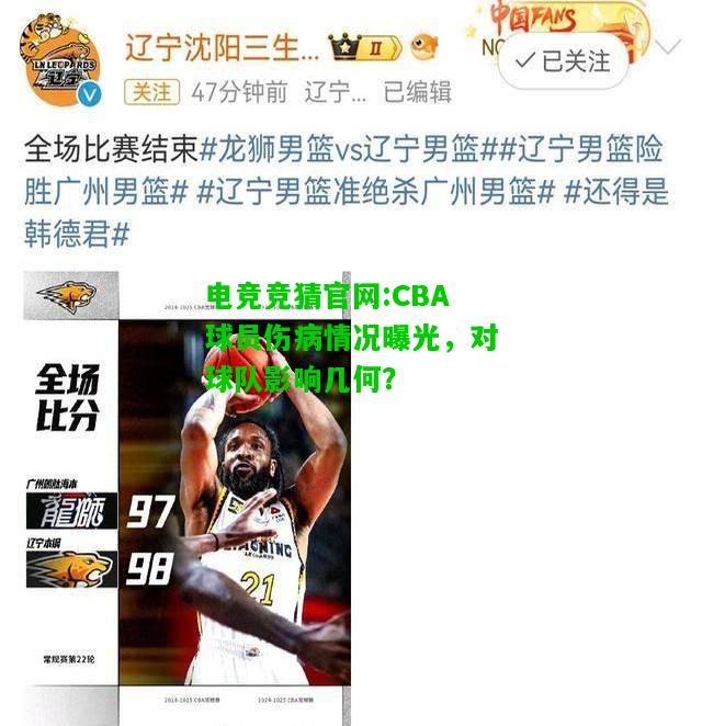 电竞竞猜官网:CBA球员伤病情况曝光，对球队影响几何？